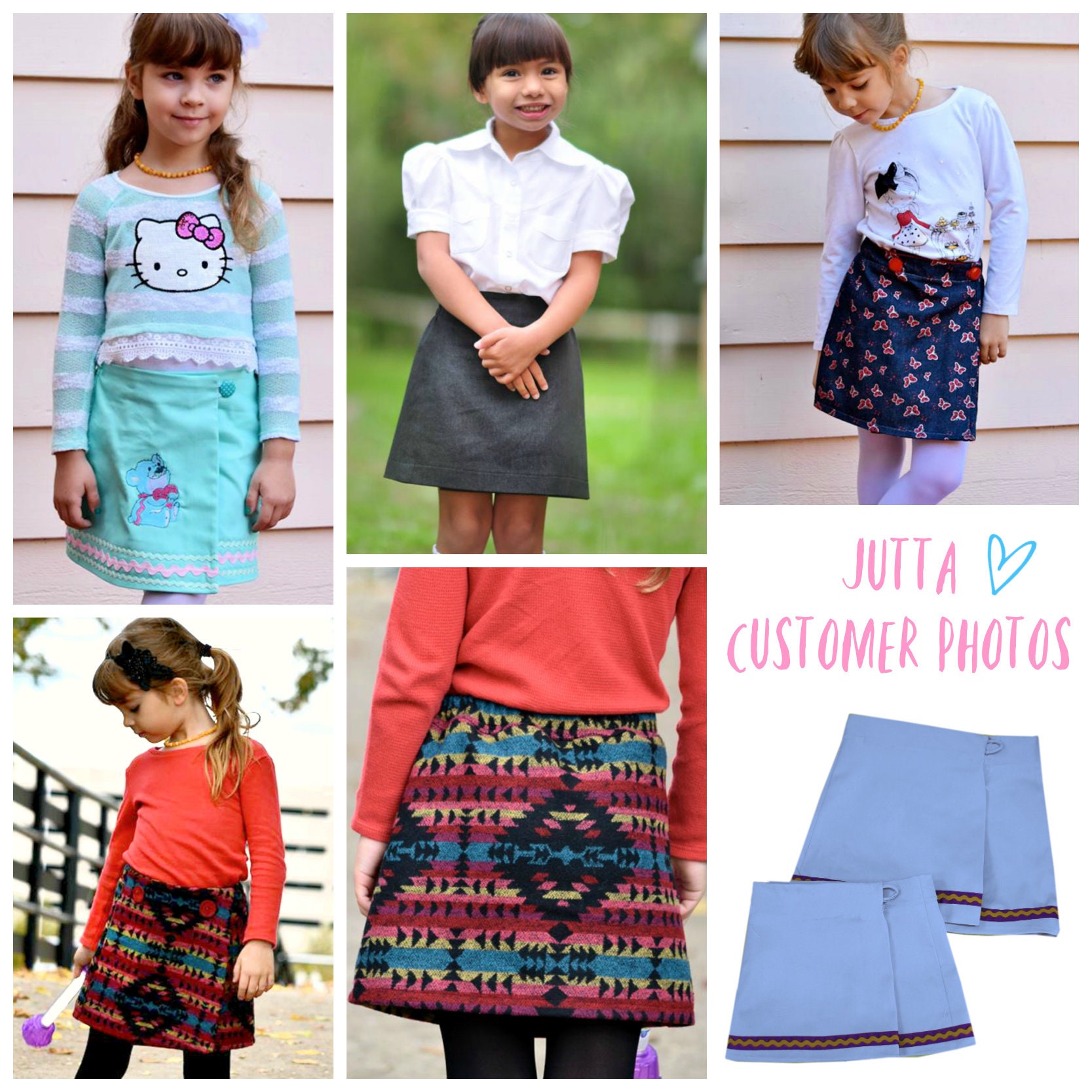 Girls Wrap Skirt PDF Sewing Pattern - Jutta | School Skirt