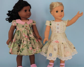 Doll Fashion Tiered Dress Digital PDF Sewing Pattern, 18 Inch Dolls + Video Tutorial