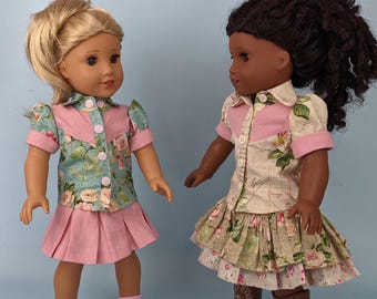 18" Doll Western Blouse & Skirt Sewing Pattern (Digital PDF)