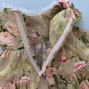 Isabella Doll dress, pdf sewing pattern for American Girl dolls. 18 inch doll clothes. Dress with pin tucks on the fron bodice and velcro closure. You get video tutorials for every step. Velcro closure.