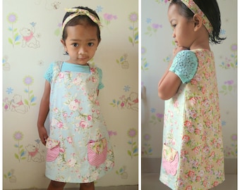 Pinafore Dress PDF Girls Sewing Pattern - The Megan | Easy Sewing Pattern | Video instructions | Toddler | Play Dress | Pinafore Dress