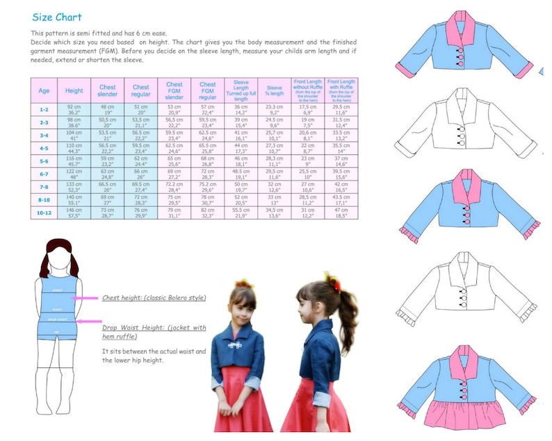 Girls Ruffle Bolero Jacket PDF Sewing Pattern Cropped Jacket | Etsy