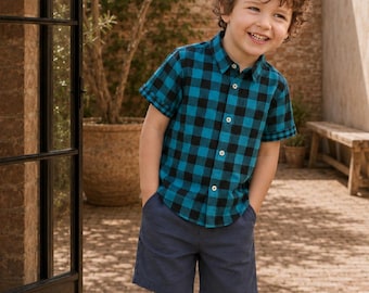 Boys Shirt PDF Sewing Pattern: Button-Down Shirt with Video Tutorial