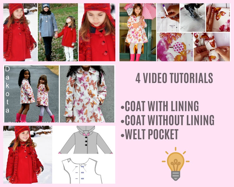 Girls Pea Coat PDF Sewing Pattern the Dakota Video - Etsy New Zealand