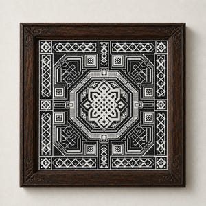 Blackwork Mandala Cross Stitch PDF Counted Pattern Geometric Instant Download
