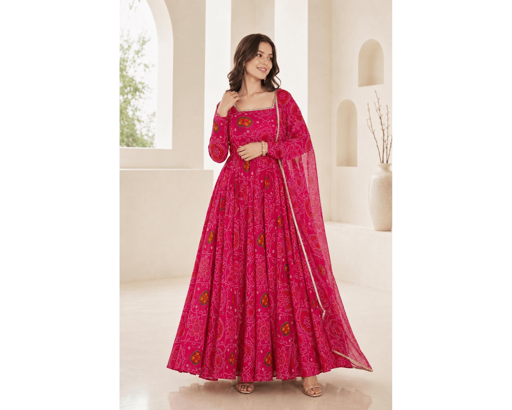 Pink Bandhani Dress