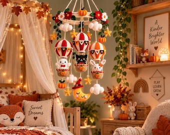 Autumn Hot Air Balloon Mobile Crochet Pattern (PDF)