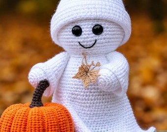 Beginner Crochet Ghost Pumpkin Set, Halloween Amigurumi Pattern (PDF Download)