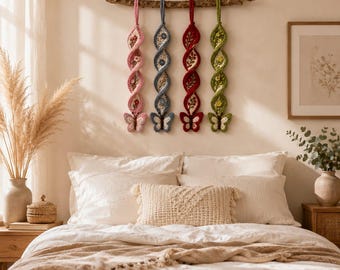 Crochet Pattern PDF: Twisted Vine Blossom Hanger, Butterfly Wall Hanging Tutorial (Intermediate)