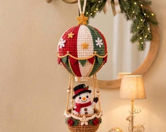 Snowman Hot Air Balloon Ornament Crochet Pattern (PDF Download)
