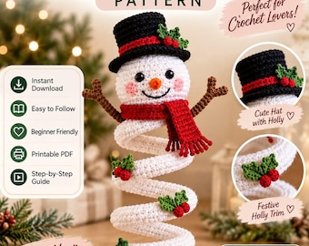 Crochet Snowman Spiral Tree Pattern | Amigurumi PDF Tutorial (Digital Download)