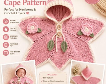 Crochet Baby Star Cape Pattern, Newborn Photo Prop (PDF Pattern)