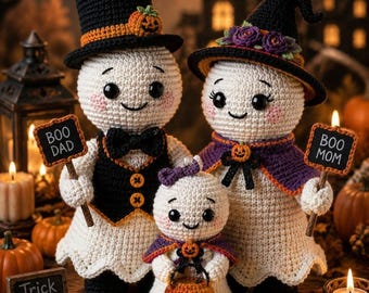 Halloween Ghost Family Amigurumi Crochet Pattern (Digital Download)