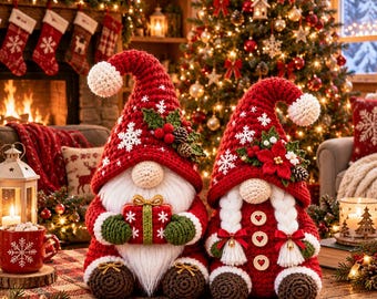 Christmas Gnome Couple Crochet Pattern PDF, Santa and Mrs. Claus Amigurumi (Digital Download)