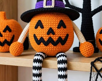 Jack O Lantern Witch Pumpkin Crochet Pattern | Halloween Amigurumi Doll (PDF)