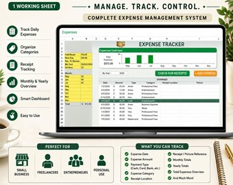 Small Business Expense Tracker | Excel Spreadsheet for Freelancers (Digital Download)