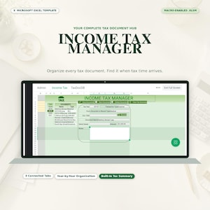 Excel Income Tax Organizer Spreadsheet | Tax Document Tracker (Macro-Enabled .XLSM)
