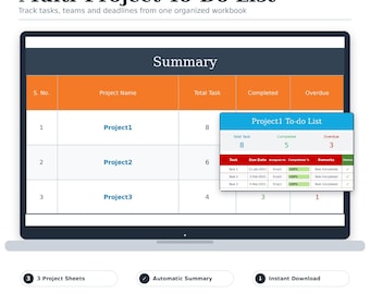 Multi Project Task Tracker Excel Spreadsheet | Project Management Planner (Digital Download)