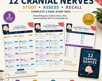 12 Cranial Nerves Nursing Study Guide | Neuro Assessment Chart (PDF Download)