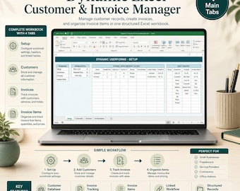 Small Business Invoice Tracker | Customer Database Excel Spreadsheet | Client Management Template | Macro-Enabled XLSM