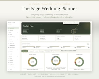 Sage Wedding Planner App | Interactive Budget, Guest List, Seating Chart (Digital Download)