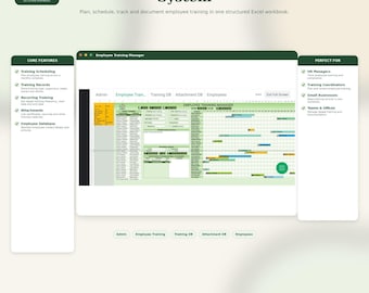 Employee Training Tracker Excel | HR Training Matrix & Schedule (Digital Download)