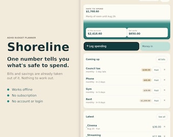 ADHD Budget Planner | Safe-to-Spend Tracker (Digital Download)