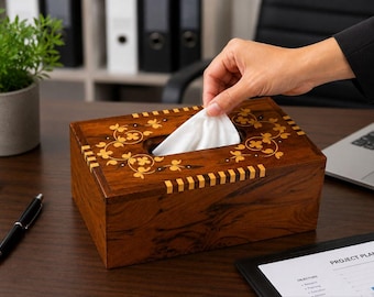 Handmade Moroccan Wooden Tissue Box Cover