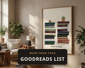 Poster del libro, decorazione murale personalizzata per la libreria, stampa personalizzata del dorso della tua biblioteca, un anno di libri, download digitale