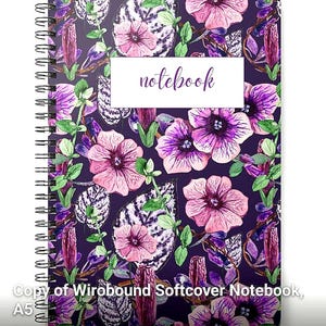Purple Floral Digital Notebook, Watercolor Flowers Journal Template, Aesthetic Lined Digital Notepad, GoodNotes Planner, Instant Download