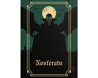 Póster de Nosferatu, arte mural de vampiros, lámina de arte gótico, póster de película de terror clásica, decoración de habitación estilo academia oscura, regalo espeluznante de Halloween