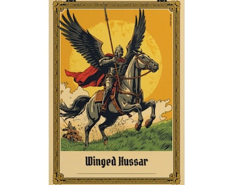 Lámina artística de húsares alados, póster de húsares polacos, arte mural de caballeros medievales, decoración histórica de caballería, regalo de historia militar, arte de Polonia