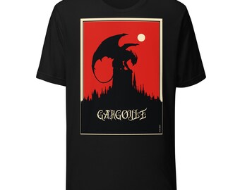 Gargoyle t-shirt, gothic graphic tee, dark fantasy monster clothing, cathedral gargoyle aesthetic goth shirt, witchy grunge clothing