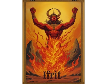 Póster de arte mural de fantasía Ifrit, lámina de demonio de fuego y djin elemental sobrenatural, decoración gótica para dormitorio o sala de juegos / Memory Zone