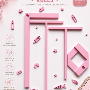 Bookbinding Ruler Set | 3D Printed Bookbinding Tools | Corner Guide Template | Journal Making Tool | Bookbinding Supplies