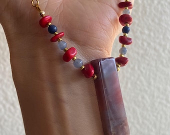 Gemstone Necklace, Extendable Choker, gold silver plated, Unique gift
