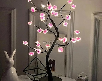 Cherry Blossom LED Tree Lamp – Soft Pink & White Floral Lights for Cozy Home Decor