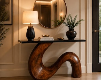 Sculptural Console Walnut Console Table