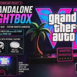 GTA 6 ljuslåda skylt | Flerfärgad USB-spellampa, Grand Theft Auto dekor