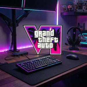 GTA 6 Lightbox Sign | Multicolor USB Gaming Lamp, Grand Theft Auto Decor
