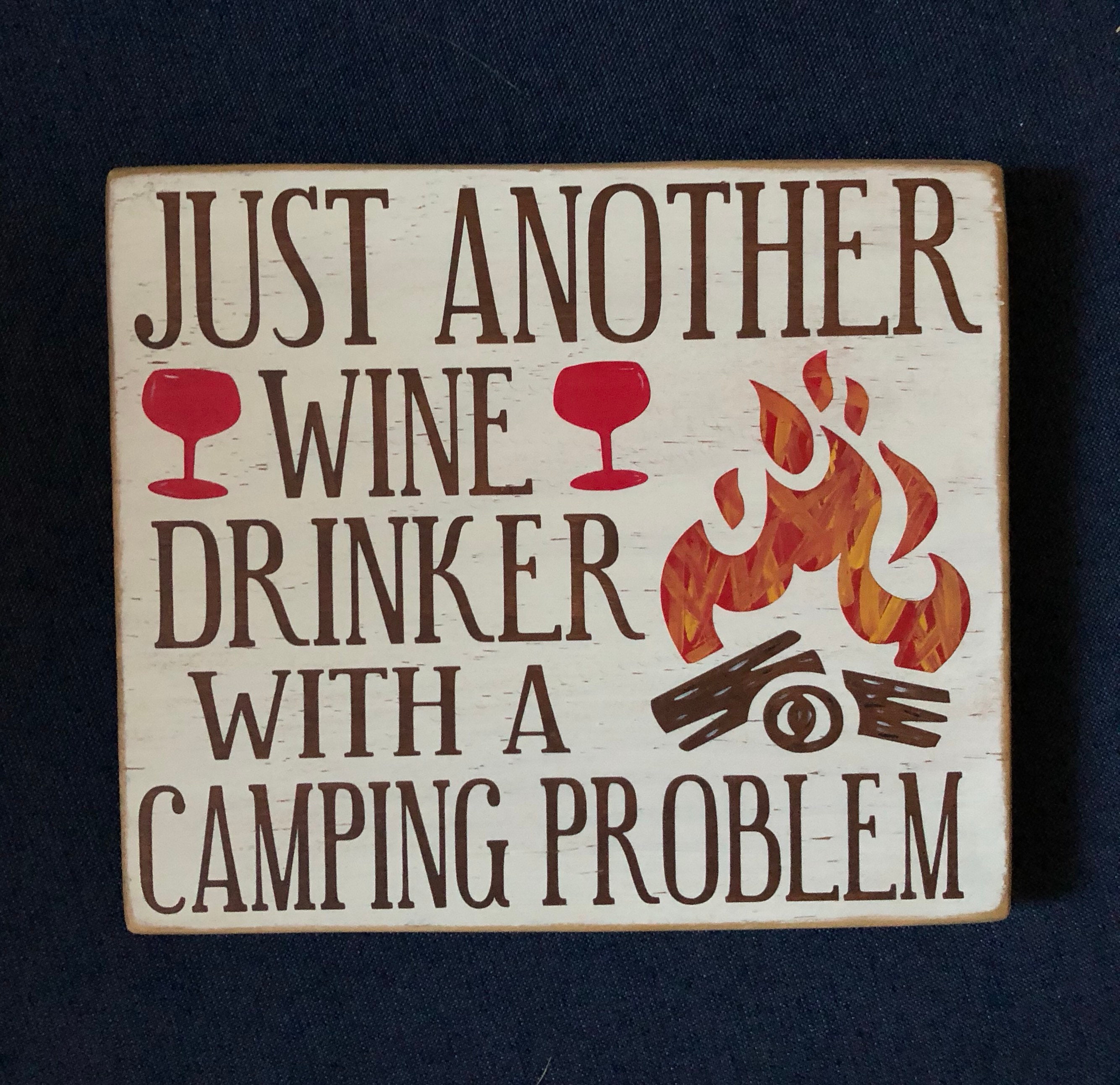 Camping Sign Just Another Wine Drinker With a Camping Etsy