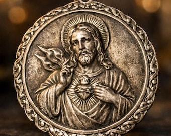 Vintage 1970s Catamore Solid Silver Catholic Medal, 17.4g, 1.25” Diameter