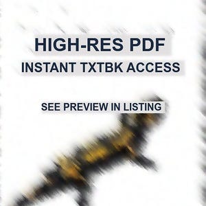 Pode incluir: Um gráfico digital apresentando o texto HIGH-RES PDF INSTANT TXTBK ACCESS e SEE PREVIEW IN LISTING em fonte azul escura sobre um fundo branco, acompanhado por uma ilustração desfocada e estilizada de um lagarto com marcas pretas e amarelas.