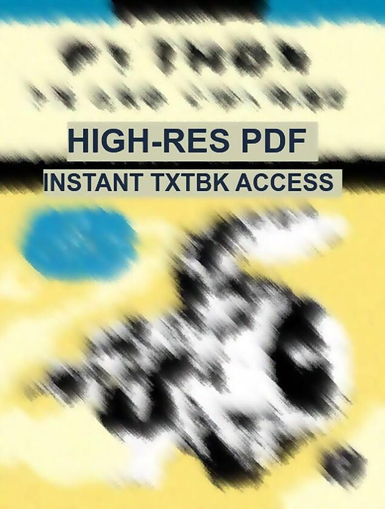 Peut inclure: Une couverture de livre num&eacute;rique avec un fond jaune et un graphique abstrait en noir et blanc. Le texte indique HIGH-RES PDF et INSTANT TXTBK ACCESS. La partie sup&eacute;rieure contient du texte flou, tandis que la section inf&eacute;rieure montre une figure animale stylis&eacute;e.