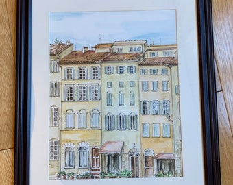 Italy, Rome/Florence/Milan/Europe  Buildings ORIGINAL  Watercolor painting/travel gift/souvenir. Sold without matting or frame. 11X15 inches