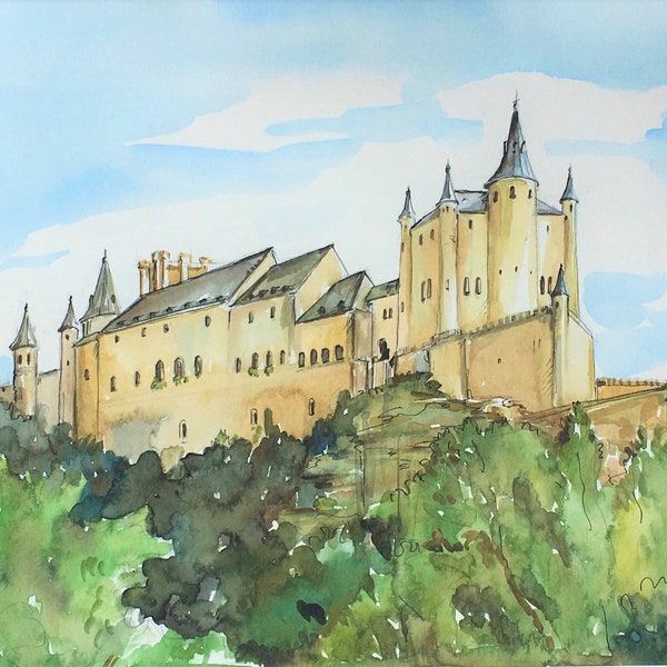 Segovia/Spain ORIGINAL watercolor giclee print/ Europe / travel fine art print/ Handmade souvenir / Travel gift