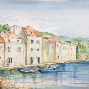 Croatian Island original giclee print/Croatia/Dubrovnik/Split/ Europe / travel fine art print/ Handmade souvenir / Travel gift