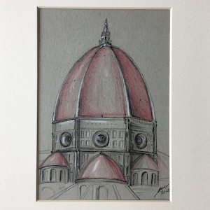 Original drawing of Florence Cathedral, Italy / Europe / travel fine art print/ Handmade souvenir / Travel gift
