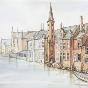 Brugge, Belgium original painting watercolor  print