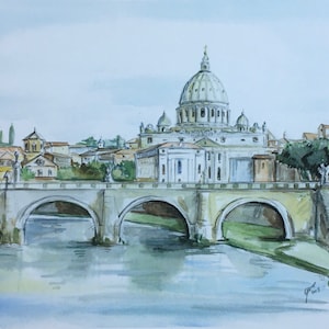 Rome and Vatican/Italy/Tiber River/St.Peter&#39;s/ Europe / travel fine art print/ Handmade souvenir / Travel gift